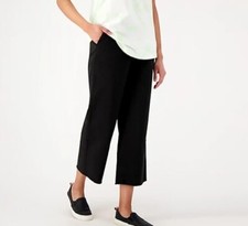 Denim  Co. Regular EasyWear Twill Frayed Hem Wide Leg Pant Black XL A587234