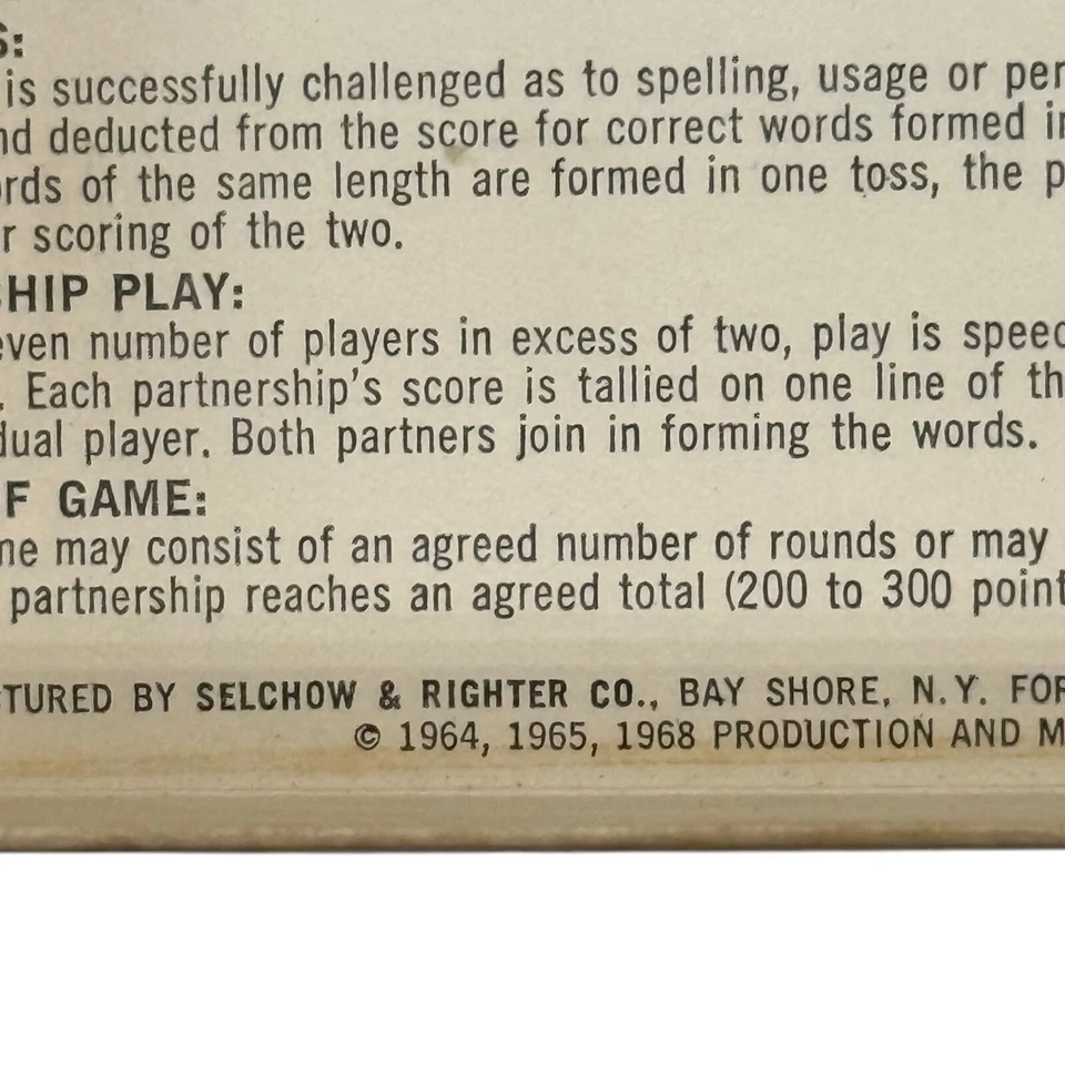 Scrabble Crossword Cubes Game 1968 Selchow & Righter – Vintage Set - Image 3 of 4