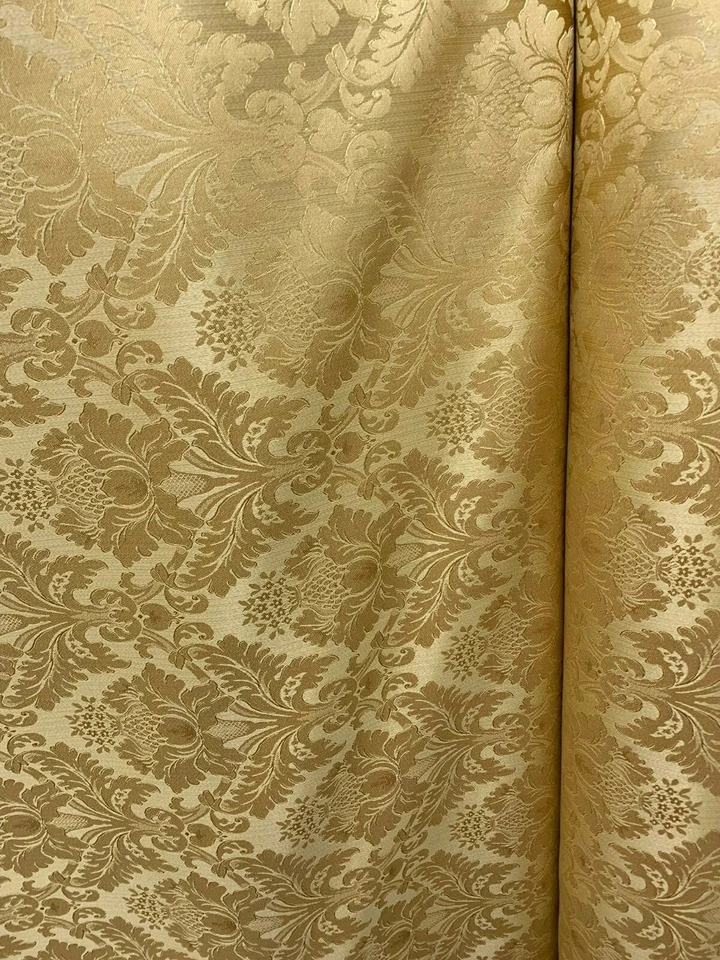 Tela floral brocado flor jacquard damasco dorado (110 pulgadas) Vendido por yarda Foto 3 de 4