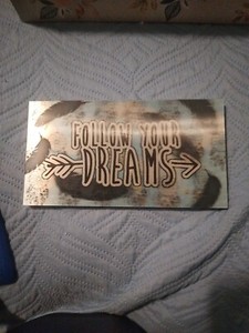 Small 3D Picture, "Follow Your Dreams" Blue With Dream Catchers In The 3D Back.