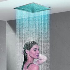 Brushed Nickel 12 inch LED Rain Shower head High Pressure Top Shower Top spray