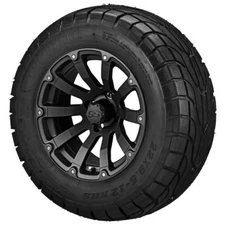 (4) Golf Cart 22x9.50-12 LSI Elite Street Tires on 12x7 Matte Black Beast Wheels