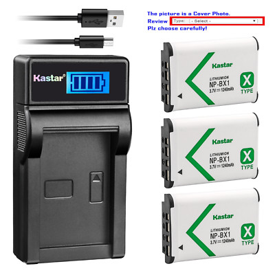 Kastar LCD USB Charger Battery for Sony Genuine NP-BX1 & Sony Type X Battery