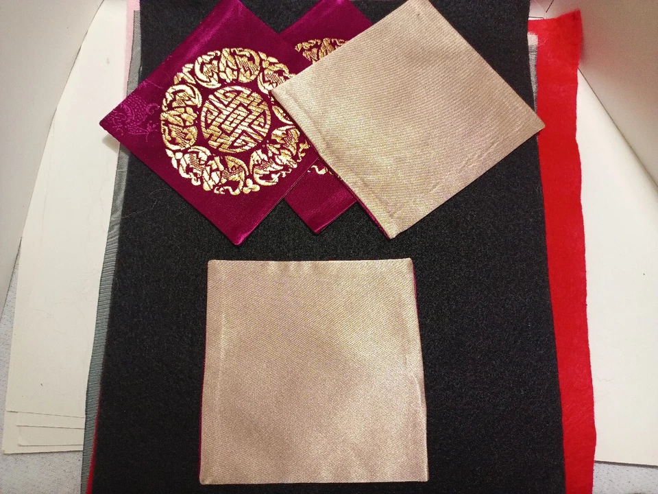 Juegos de posavasos de té brocados de seda chinos cuadrados de colección 4 piezas almohadilla para tazas de café comedor Foto 2 de 3