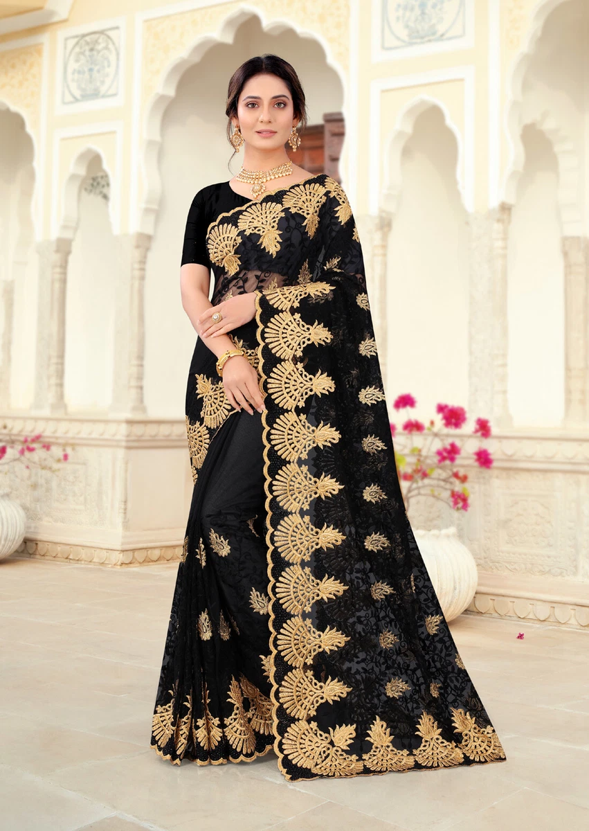 Black top ethnic saree