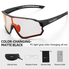 ROCKBROS Photochromic Sunglasses Cycling Bike Sport Glasses Outdoor Black US