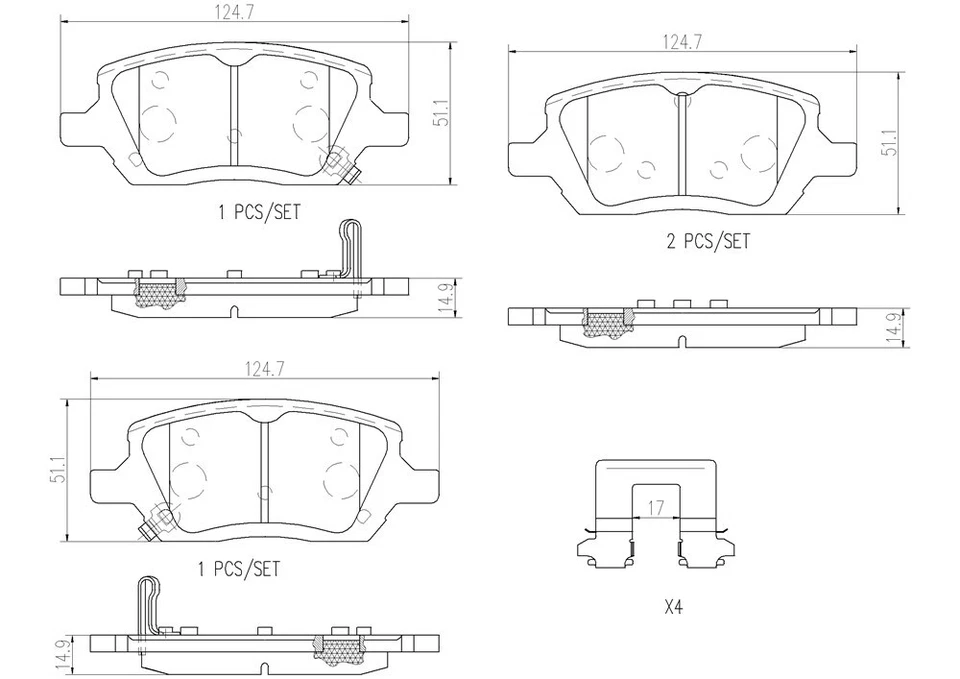 Pastillas de freno traseras Brembo de cerámica para Chevrolet Uplander 2005 2006 2007 2008 Foto 2 de 2