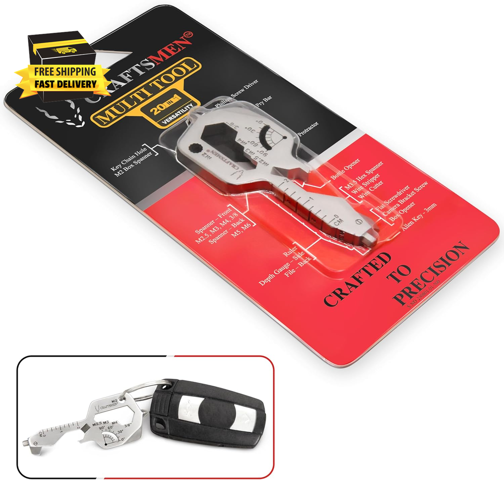 20-in-1 Keychain Multi-Tool for Men | Essential EDC Utility Gadget | Dad Gift
