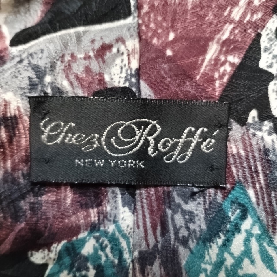 Chez Roffe Men's Black W/ Design Silk Necktie | eBay