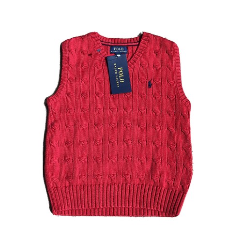 Red Sleevless Knit Jumper Vest 