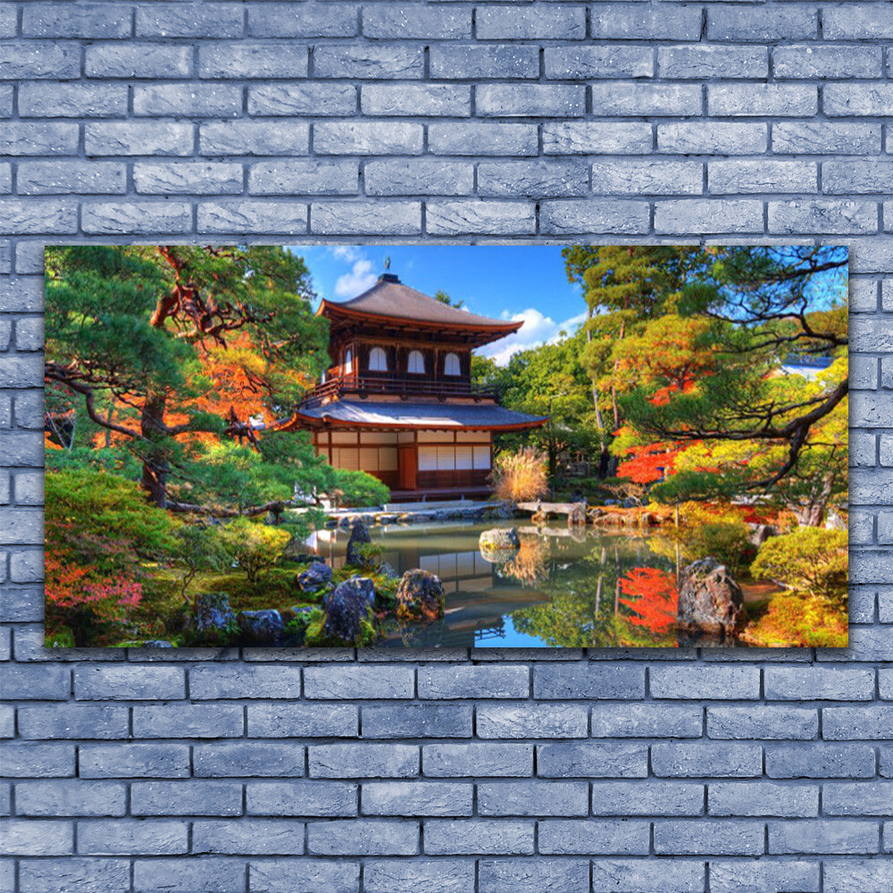 Tableau sur verre 140x70 paysage de jardin pour illuminer une pièce sombre