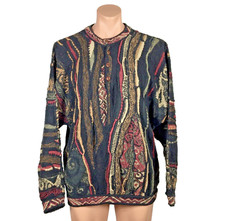 COOGI Australia Vintage 90s Cosby BIGGIE sweater 3 Button Collared Sz L
