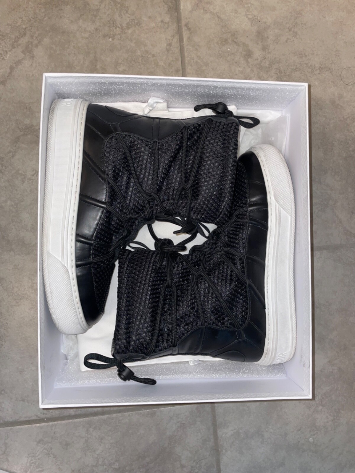 CHRISTIAN DIOR Black Leather/Mesh Resille Dior Solar Flat Boot Size 38/8 $990 image 6