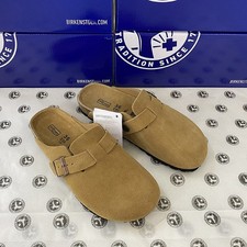 Image of Birkenstock Taupe Suede Leather Boston Soft Footbed UK SIZE Brand New
