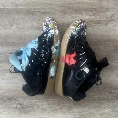 Lanvin Curb Paint Splatter Sneakers Black Multicolor Men's EU 43 Casual