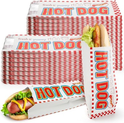 200 Pack Hot Dog Wrappers, Foil Lined Paper Hot Dog Sleeves, Grease Resistance