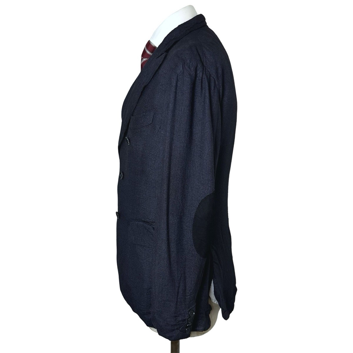 Isaia Napoli Double Breasted Jacket Blazer 40R Navy Pure Silk Summer Tweed View 3