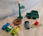 Vintage Fisher Price Little People Sesame Street Figure Lot Sign Truck Oscar