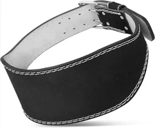 MADOG Weight Lifting Belt Large 6" Leather Weightlifting Belt Padded Lumbar 