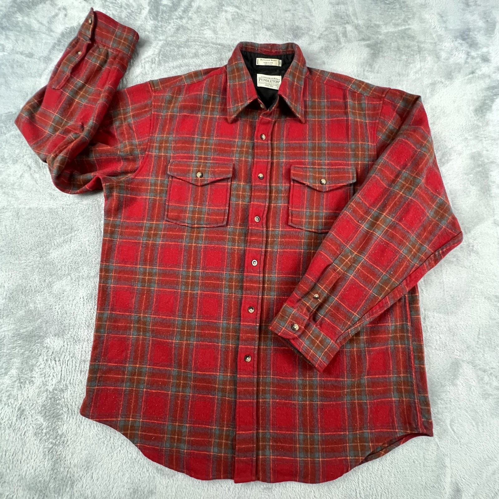 Pendleton Outdoor Shirt Mens Large Red Plaid Wool Lined Button Front Flannel Dad
Opens in a new wind