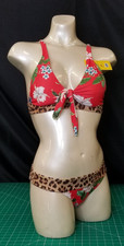 Cheetah Red Floral 2-piece Bikini Medium Womans Swimsuit 156