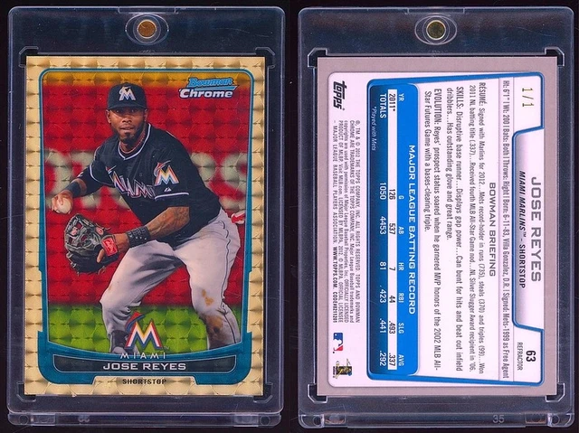 2012 Bowman Chrome Superfractor Jose Reyes 1/1 Mets Marlins