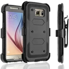 For Samsung Galaxy S6 Case Phone Cover Shockproof Belt Clip + Tempered Glass