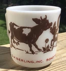 Vintage G H Berling Bond Hill Dairy Cincinnati Milk Glass Mug Cow & Calf