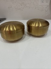Vintage Korean Rice Bowls With Lids Set Of 2 Gold Tone