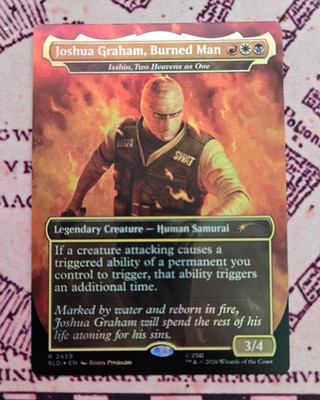 MTG Foil Joshua Graham, Burned Man Borderless Isshin Fallout Secret Lair NM