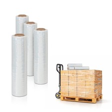 Clear Blown Hand Stretch Film Wrap 90 Gauge 4 Rolls 12 in x 1500 ft