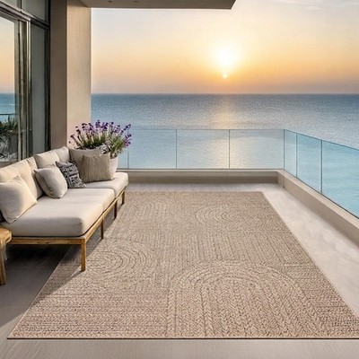 Teppich Kansas Rustikal Indoor/Outdoor - 140x200 cm Wetterfest Juteoptik