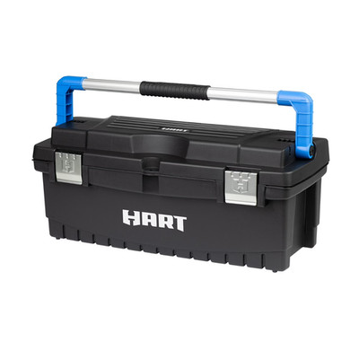 HART 26'' Toolbox, Resin Tool Storage and Organization, Black with Blue Accents