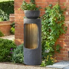37.2''H Outdoor Water Fountain with LED Light, Large Column Garden Waterfall