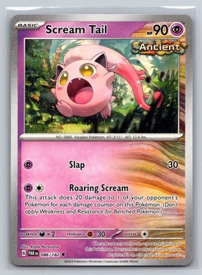 scream tail ancient pokemon card Scream Tail 086/182 Paradox Rift Psychic Ancient Paradox Pokemon TCG Card