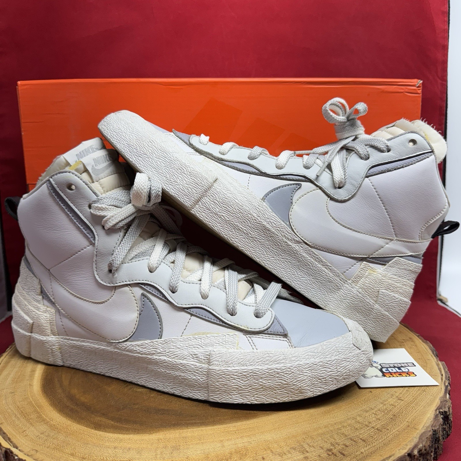 SACAI X NIKE Nike Blazer Mid x Sacai Bianco Grigio BV0072 100 Taglia 13