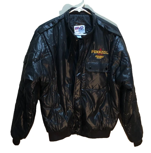 Pennzoil Penske Racing Zip Nylon Vintage 90s Puffer Oil Gas Sewn Jacket S