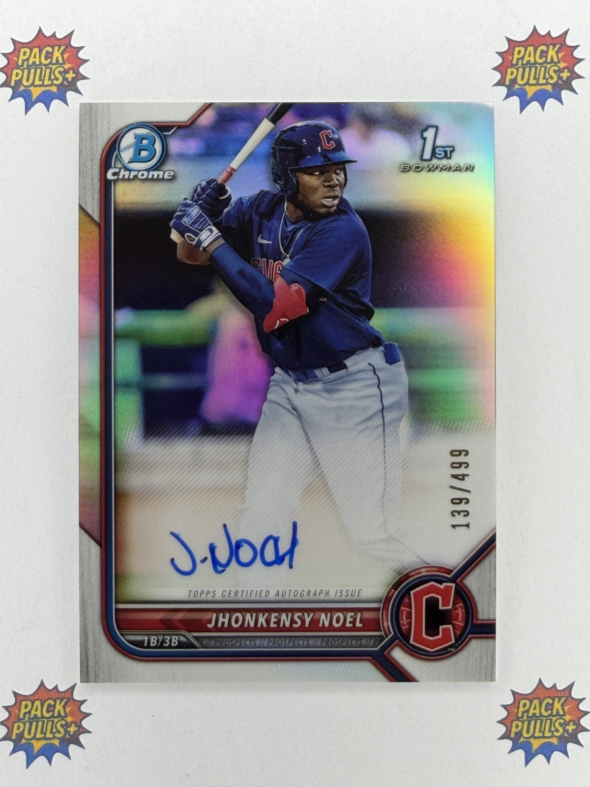 Jhonkensy Noel 2022 Bowman Chrome 1st On-Card Auto RC Refractor #'d /499 CPA-JN