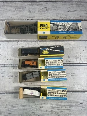 Vintage PIKO HO Scale Train Lot Freight Cars + Entladeanlagen Kit GDR DDR Boxed