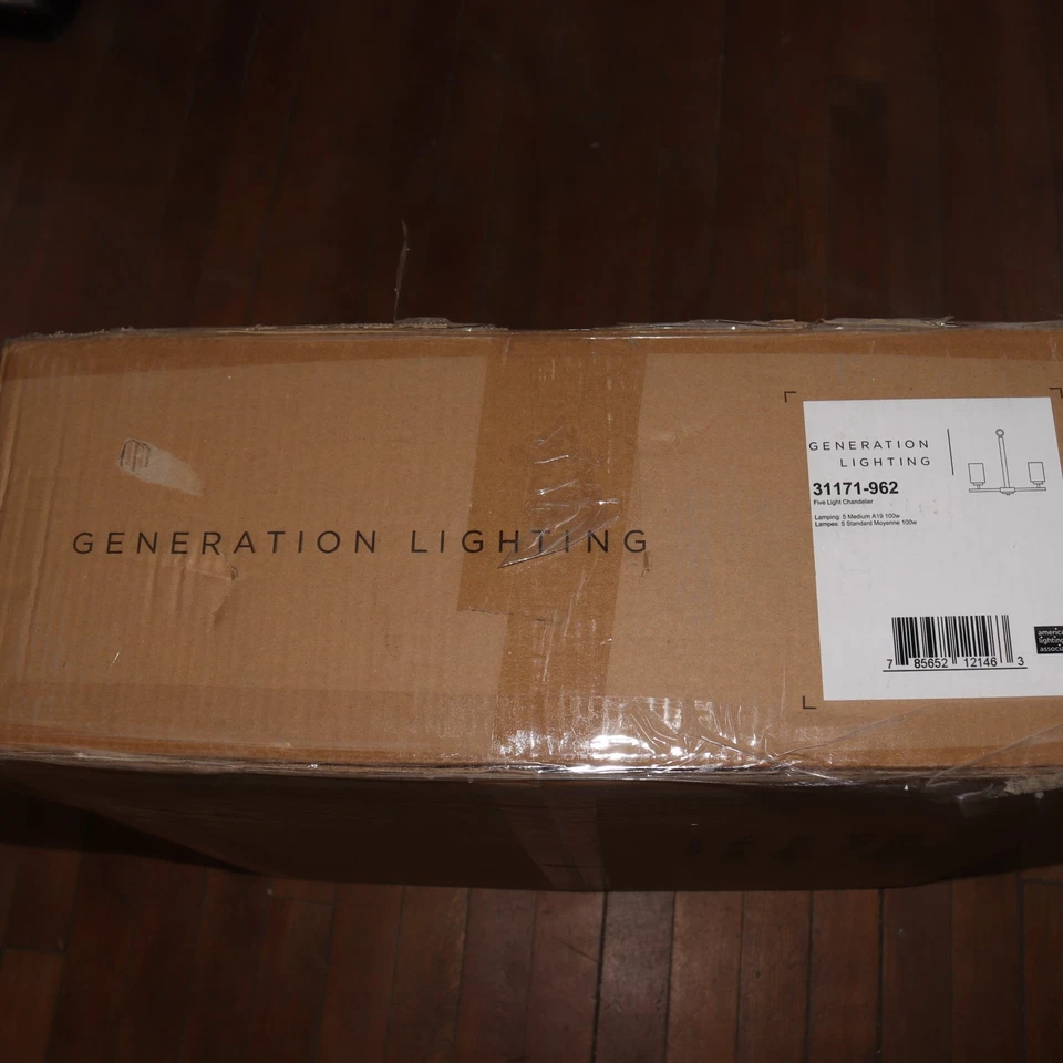 Generation Lighting Oslo 5 Light Pillar Candle Chandelier Nickel 24" Wide - Image 2 of 4