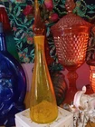 Blenko Yellow Art Glass Decorative Bottle Hand Blown Mid-Century Modern Glossy