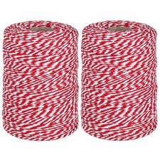Vivifying Red and White Bakers Twine, 2 Rolls, 1312 FT, 2 mm Cotton String 2PCS