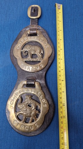 Rare Chipperfield Circus Horse Elephant & Lions Brass On Leather Strap Collector - Bild 10 von 12