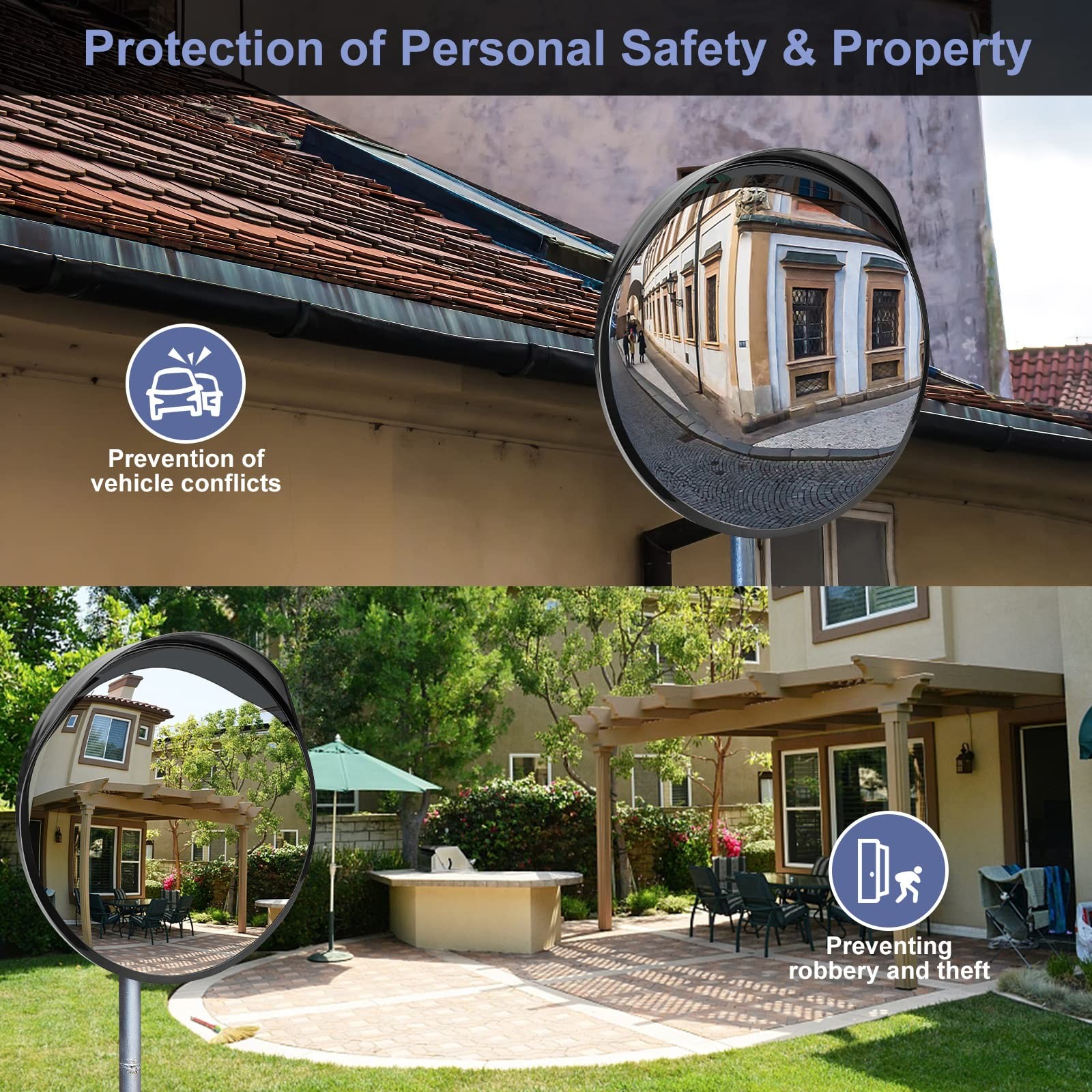 moveland 18 Inch Convex Security Mirror for Parking Assist, Adjustable Wide