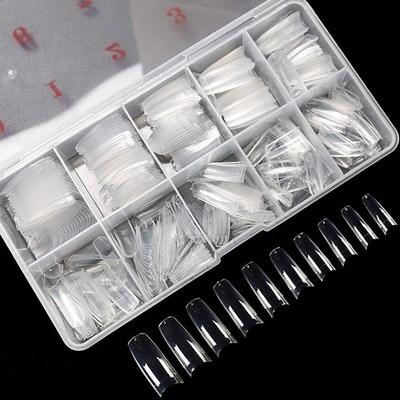 krofaue 500PCS Clear False Nails Tips - Half 500 Count (Pack of 1),