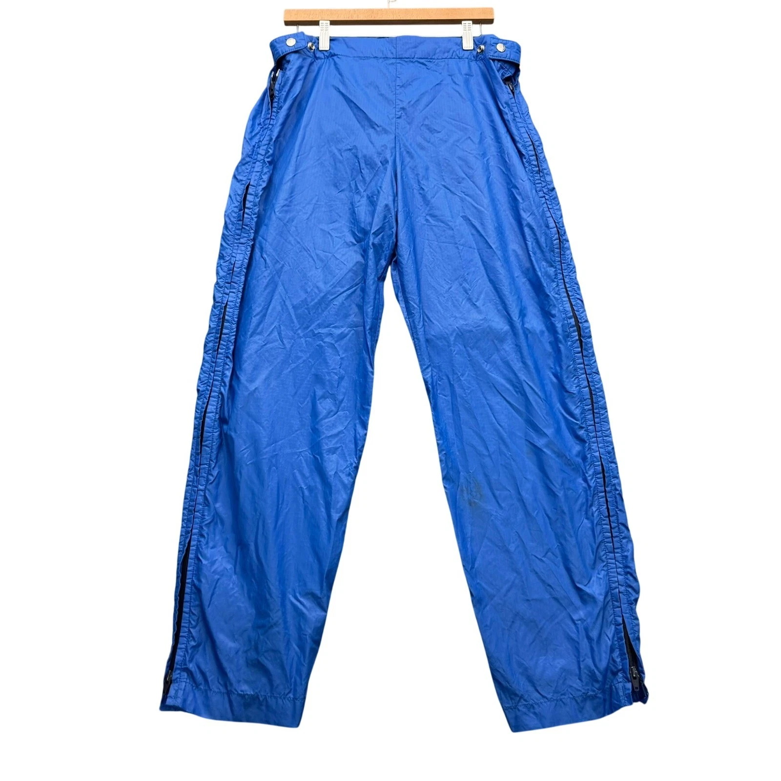REI Vintage Ski Snow Pants Men's Size L Blue Full Zip Side Outdoor Hiking