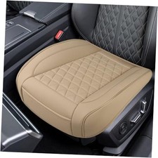Luxury Faux Leather Car Seat Cover, Anti-Slip Waterproof Universal Front Beige