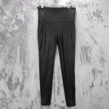 SPANX Leggings Women's Large Black Faux Leather Ankle Skinny Pull On Stretch