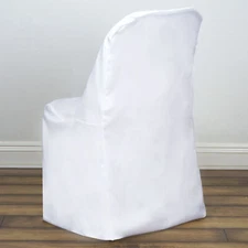 6 White Polyester FOLDING Flat CHAIR COVERS Wedding Party Banquet Decorations
