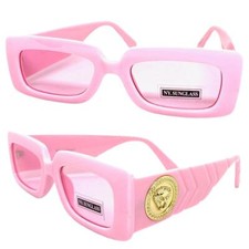 Classic Vintage Retro Hip Hop Style SUNGLASSES Large Super Thick Pink Frame Lens